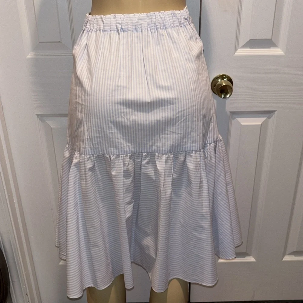 Ivanka Trump Striped Ruffled Midi Skirt. Size 2 - Picture 4 of 6